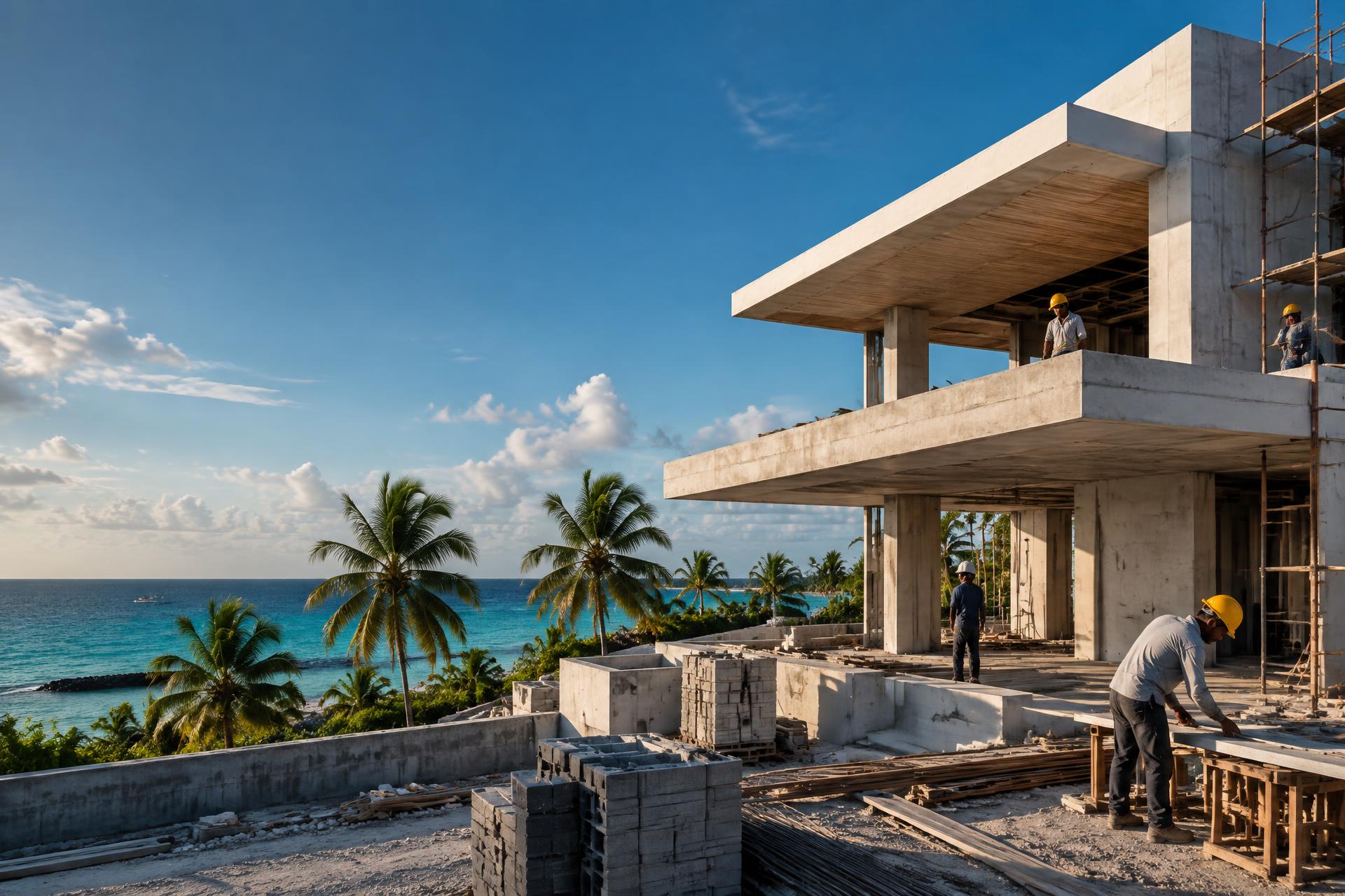 Tropical construction site by the sea